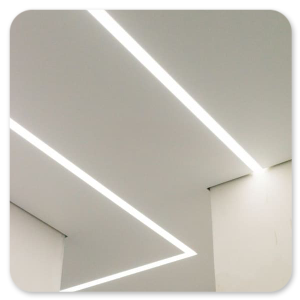 Тканевый натяжной потолок со световыми линиями